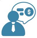 Businessman with money speech bubble